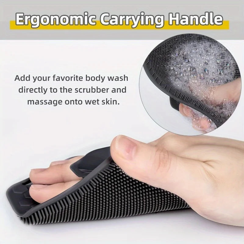 1pc Reusable silicone body scrub with storage hook foam shape, easy to clean, suitable for bathing hair washing, and pet bathing