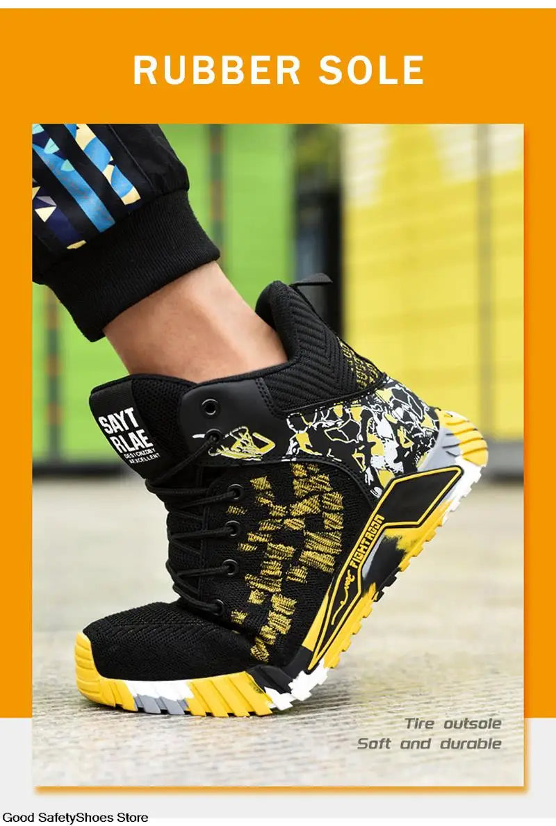 Work Safety Boots Men Work Shoes Steel Toe Safety Shoes Men lightweight Indestructible Boots Anti-puncture Work Sneakers Male