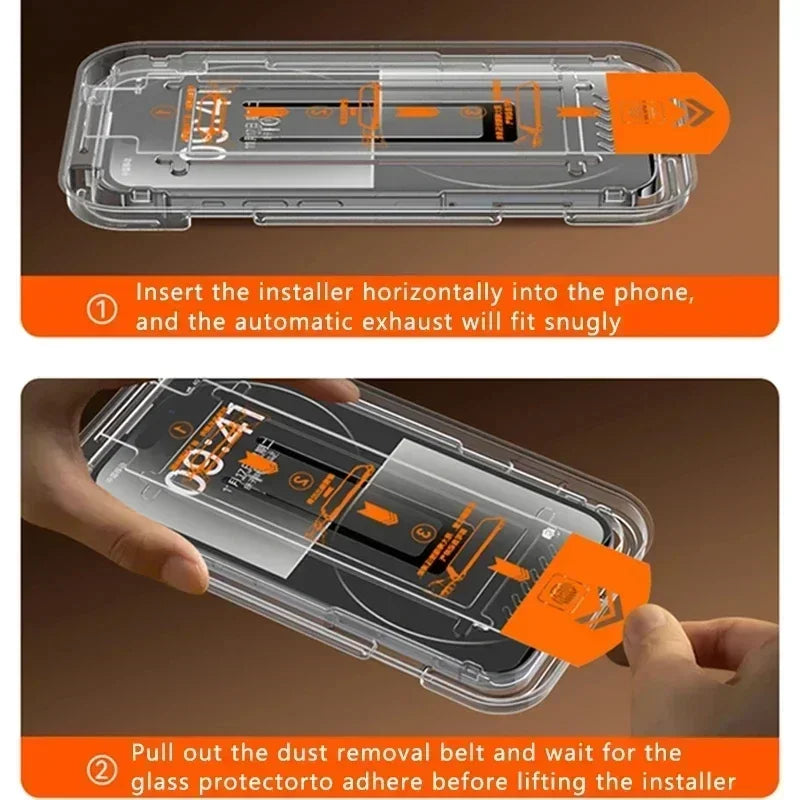 1-3Pc 8K High End Tempered Glass For iPhone 15 14 13 12 11 Pro Max XS MAX 15 16 Screen Protector With Alignment Mounting Cover