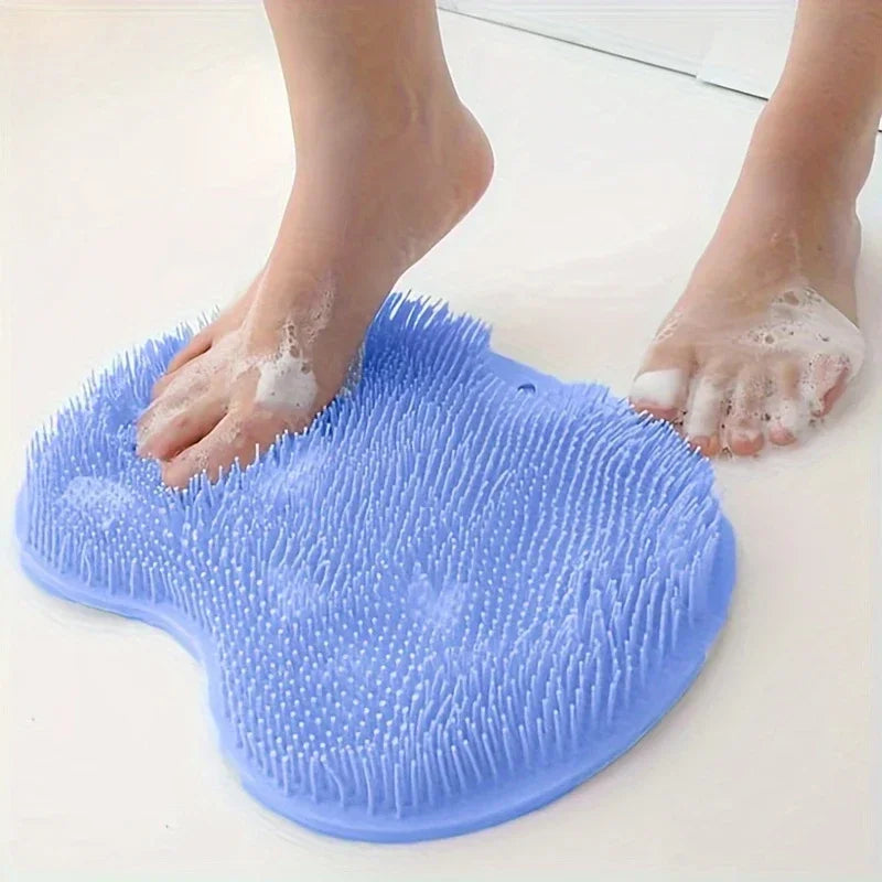 Silicone Massage Shower Mat Non-slip Wash Foot Pad Foot Exfoliating Bathroom Rub Back Brush with Sucker Bath Massage Brush Pad