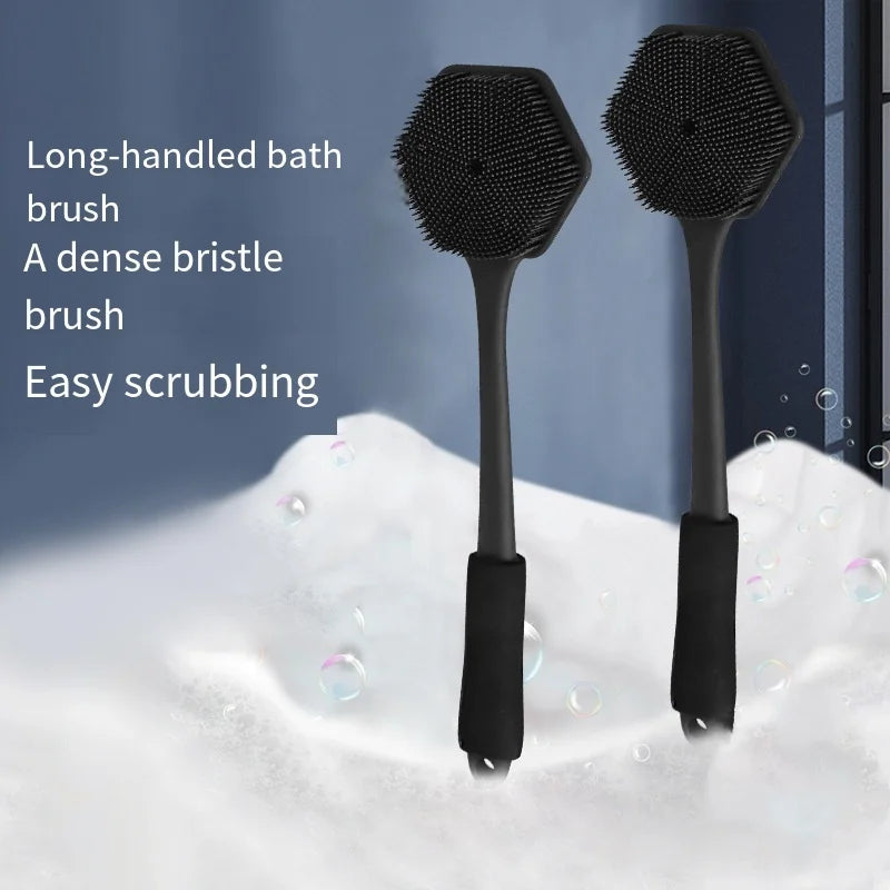 1pcSilicone Anti Slip Shower Brush Household Double Sided Thickened Bathing Brushes Extend Widen Brush Head Bath Sponge Scrubber