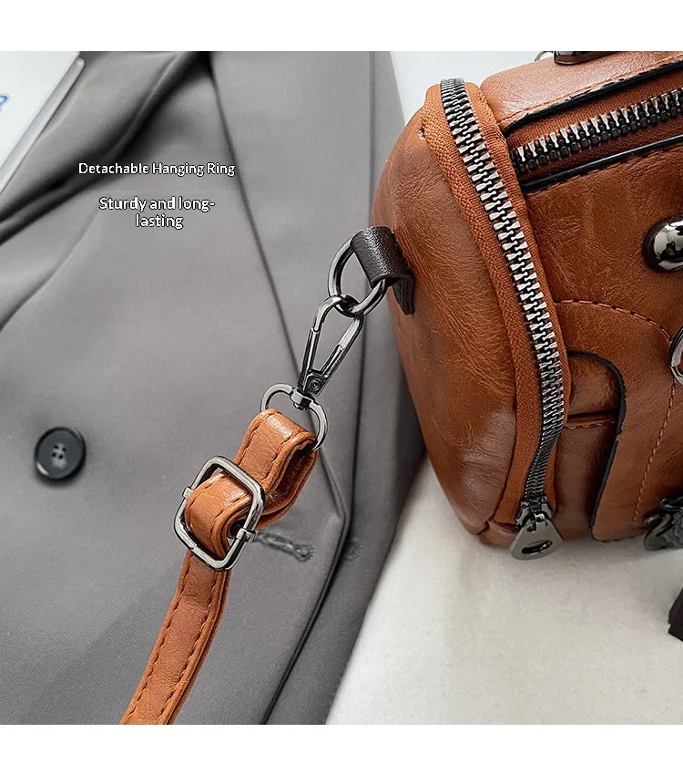 HOMEFISH Large Capacity Shoulder Bag for Women with Tassel Decoration Fashion Detachable Chain Boston Handbag Shoulder Bag