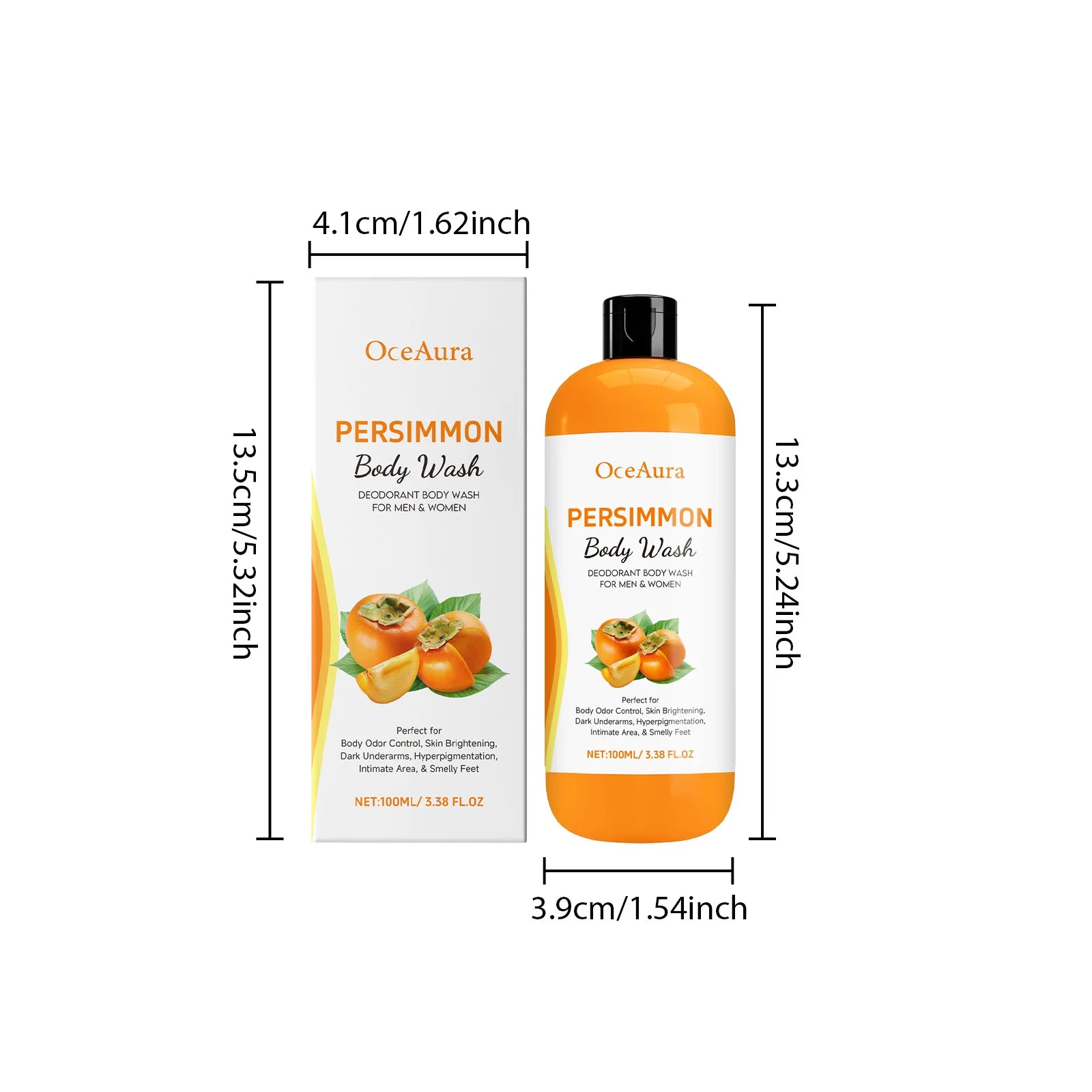 Persimmon Body Shower Gel Gentle Cleaning Pore Moisturizing Remove Sweat Odor Smoothing Non-drying Softening Daily Body Wash Gel