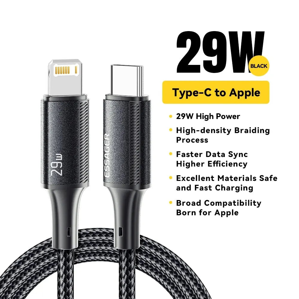 Essager Type C Cable For iPhone 14 13 12 11 Pro Max XS Xr PD 29W Fast Charge Charger Lightning Wire Cord For iPad Macbook