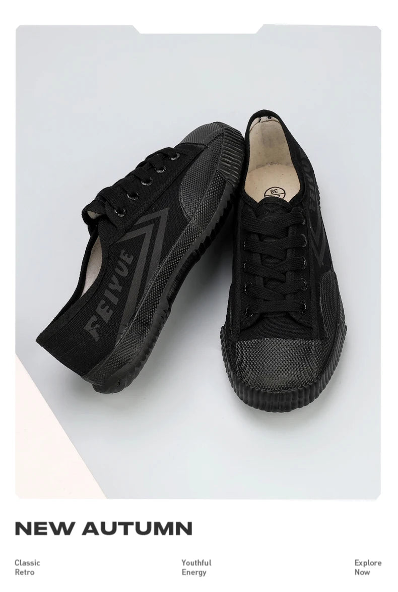 DaFu Flying Men's Athletic Shoes Long Distance Running Jump Far Field Event Canvas Sports Shoes Couple's Loafers Black Sneakers