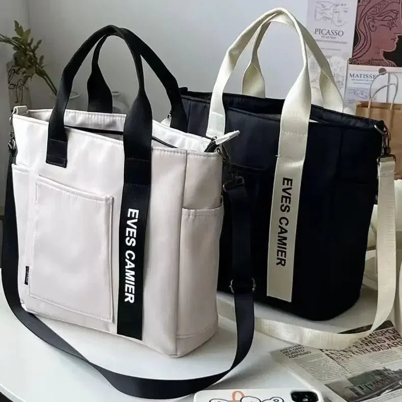 2024 New Casual Tote Large Capacity Shoulder Bag Nylon Waterproof Canvas Handbag Simple Fashion Messenger Bags for Schoolgirl