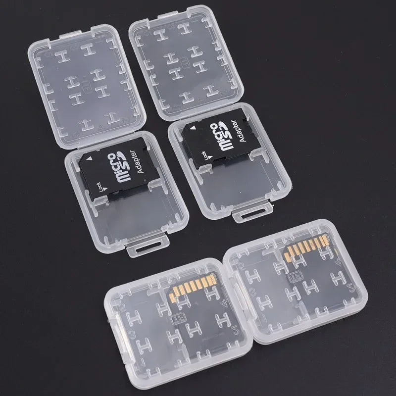 8in1 Reusable Plastic Micro SD SDHC TF Memory Card Storage Case Box Protector Holder Transparent Mini Memory Card Organizer Box