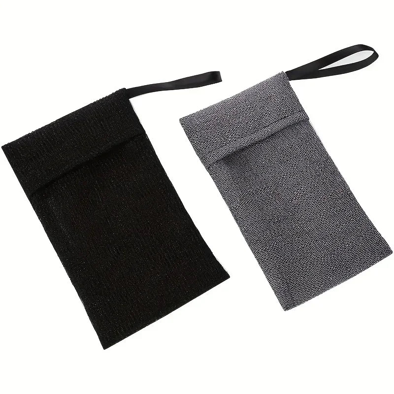 2/1piece soap bag, exfoliating soap storage bag, body scrubber, coarse sponge suitable for bath or shower, gray mesh