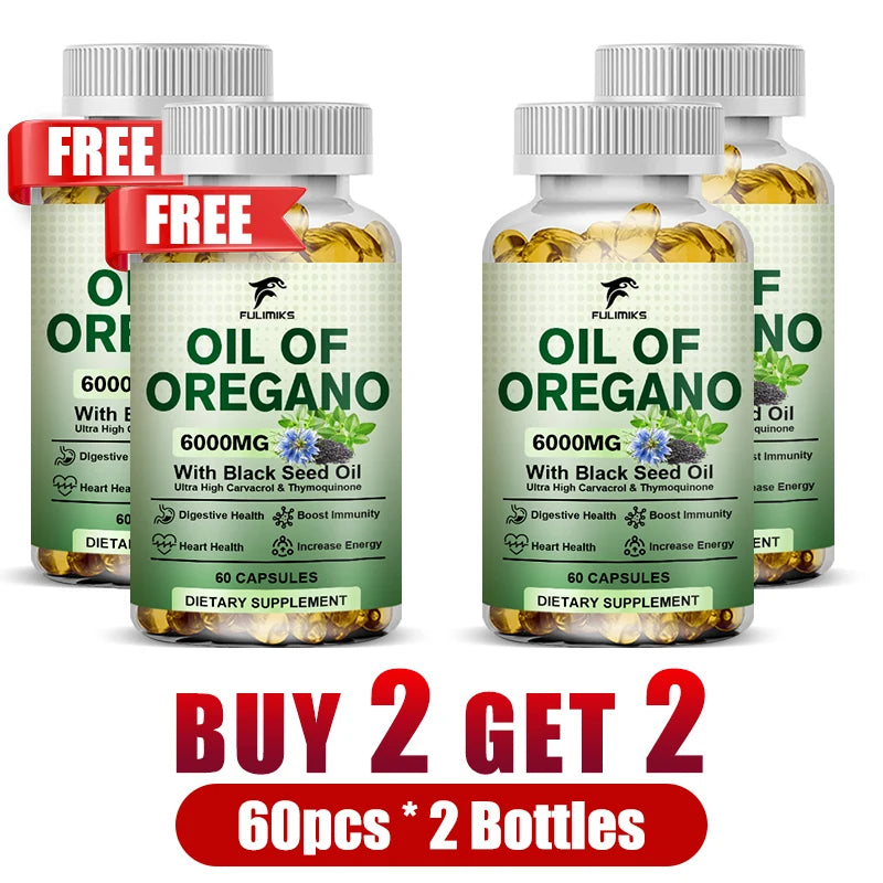 Buy 2 Get 2 Free! Oil of Oregano Supplement, Immune Support, Digestive Health, Light Beige, Improve Overall Wellness & Vitality