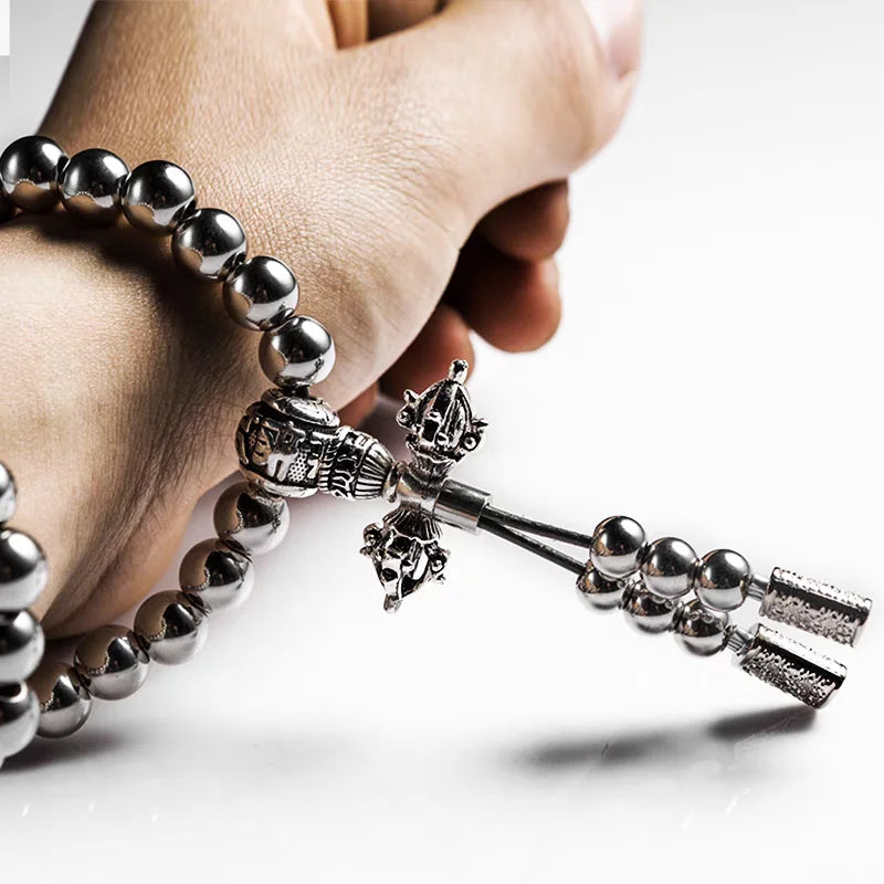 Titanium Steel Bracelet Necklace Chain Prayer Beads Self Defense Waist Faith Buddha Cross Pendant Mens Gadgets For Jewelry Gifts