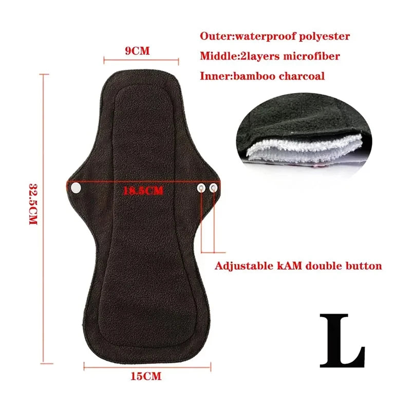 10pcs Reusable Menstrual Pads Female Breathable Heavy Flow Bamboo Charcoal Washable Sanitary Napkins Women cloth sanitary napkin