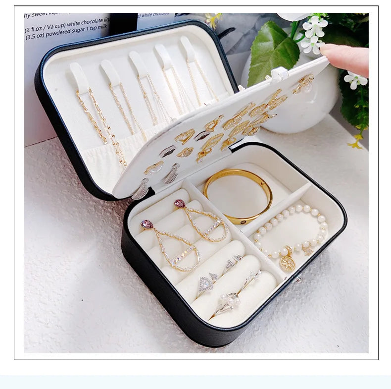 2024 Portable Jewelry Box Jewelry Organizer Display Travel Jewelry Case Boxes Button Leather Storage Zipper Jewelers