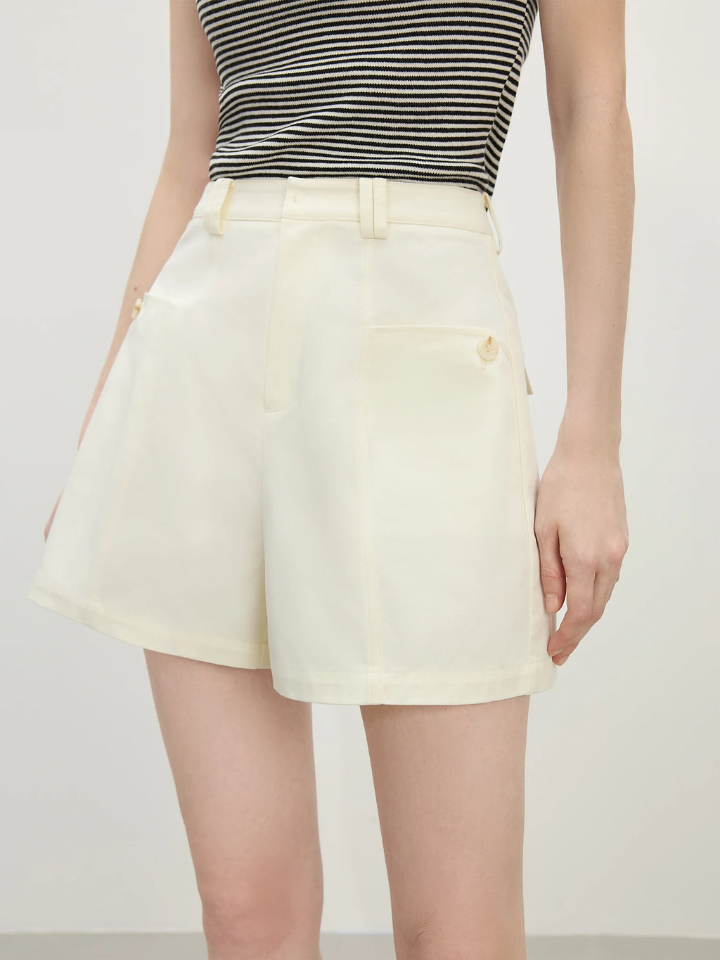 FSLE 100% Cotton Casual Shorts for Women Summer 2025 New Arrival Loose Fit Versatile Daily Wear Office Casual Chic 25FS12472