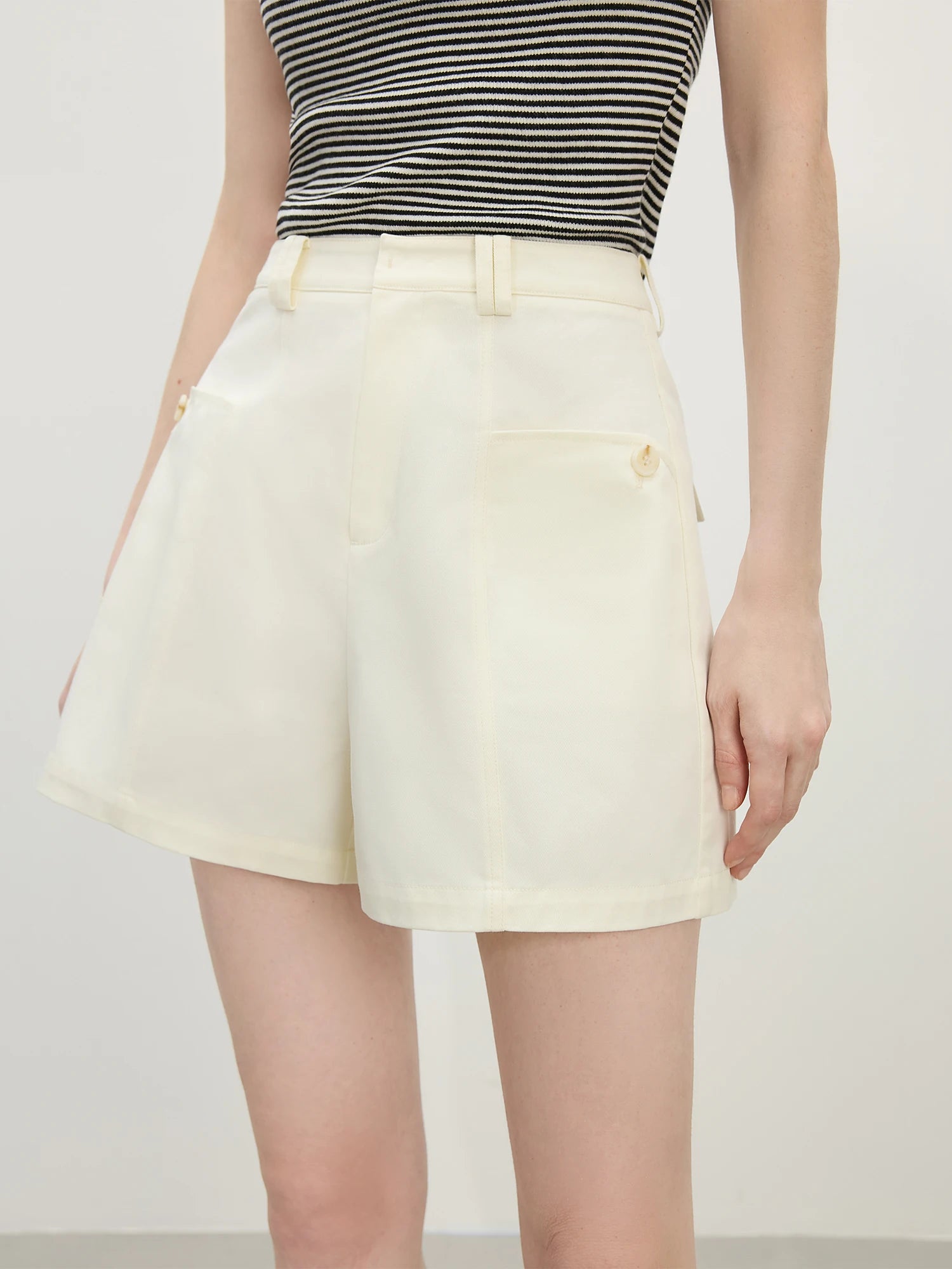 FSLE 100% Cotton Casual Shorts for Women Summer 2025 New Arrival Loose Fit Versatile Daily Wear Office Casual Chic 25FS12472