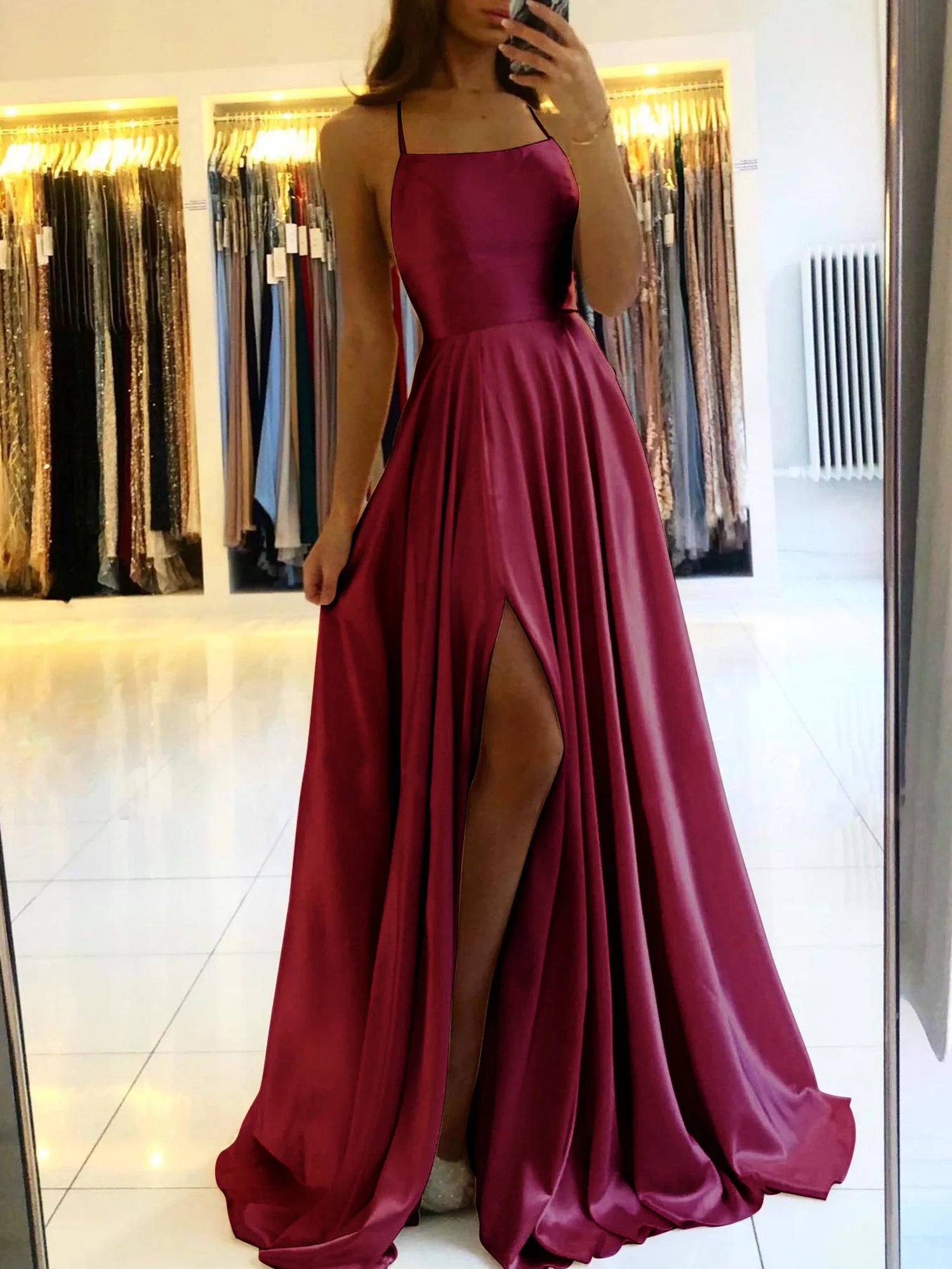 Navy Blue Bridesmaid Dress For Weddings Woman Guest 2026 Sexy Spaghetti Straps Split Prom Party Gowns Long Maid Of Honor Dresses