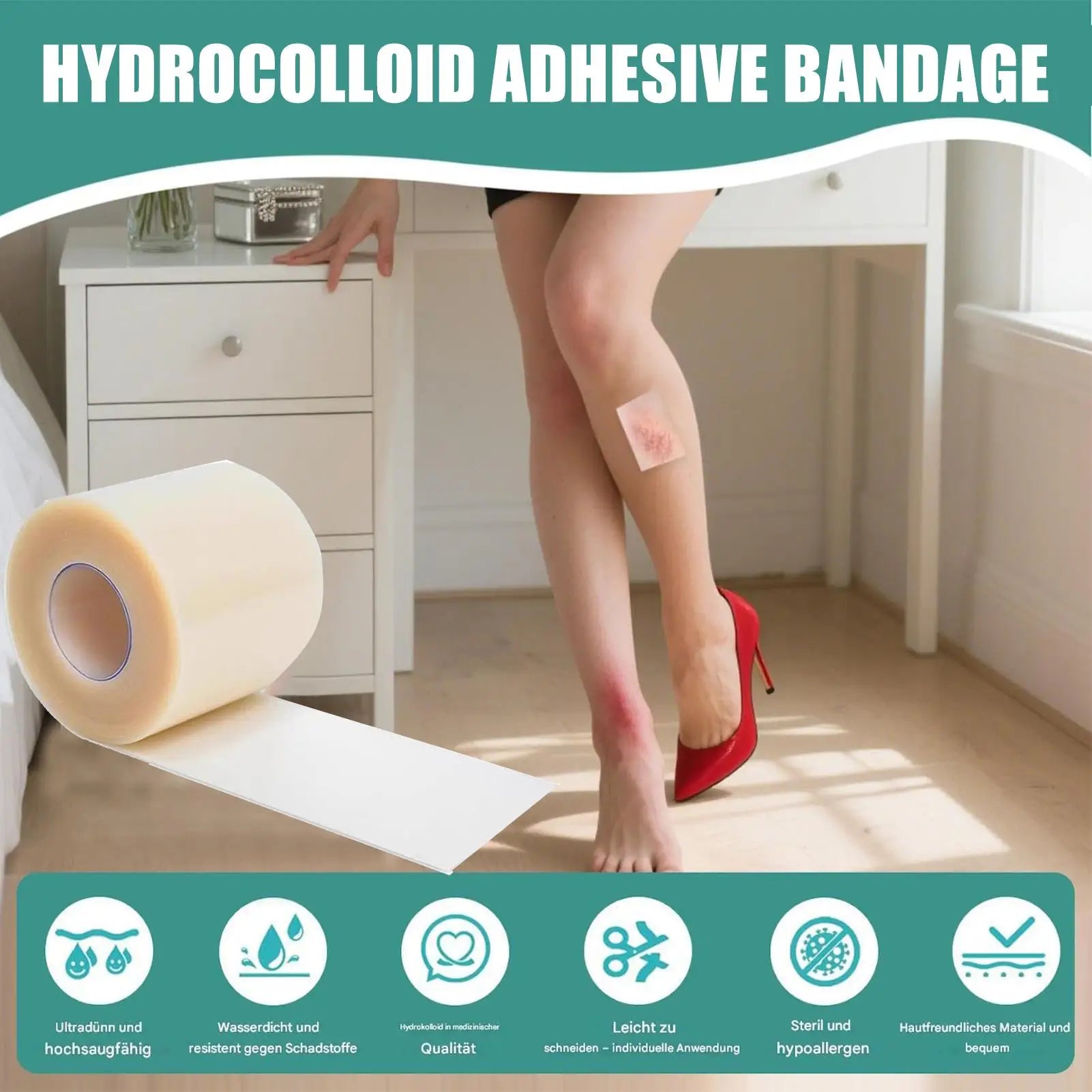 Hydrocolloid Roll Waterproof Pimple Patches Absorbent Flexible Tape Adhesive Dressing for Blister Burn Pimple Skin Heel Daily