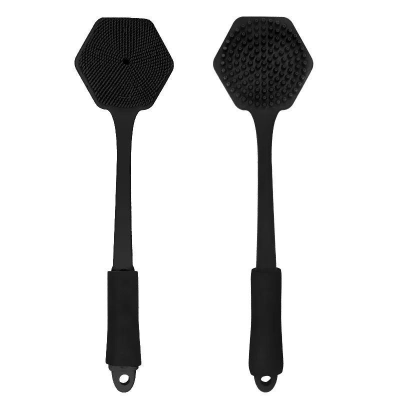 1pcSilicone Anti Slip Shower Brush Household Double Sided Thickened Bathing Brushes Extend Widen Brush Head Bath Sponge Scrubber