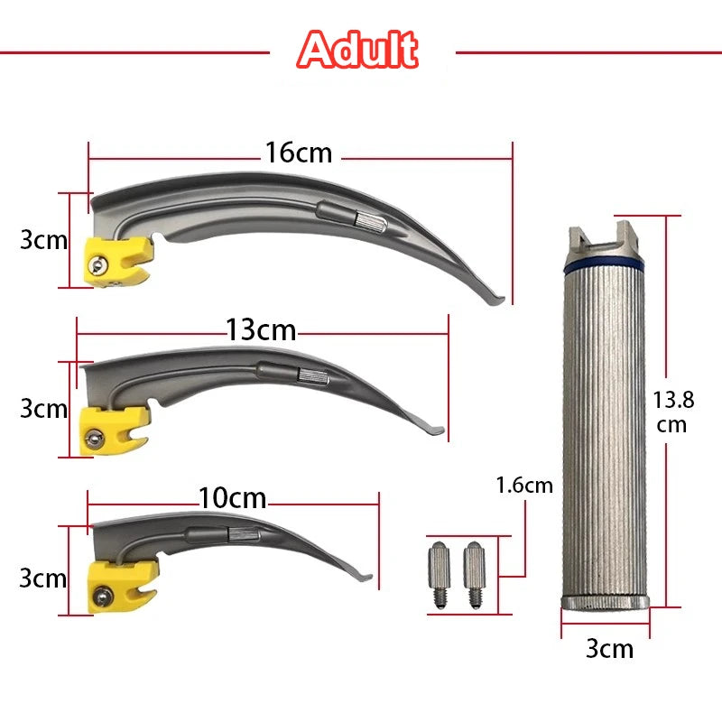 Child Adult Neonate Anesthesia Throat Mirror LED Light Intubation Stainless Steel Laryngoscope Detection Tool