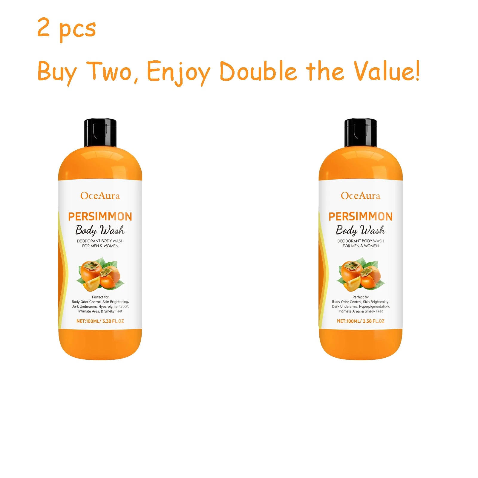 Persimmon Body Shower Gel Gentle Cleaning Pore Moisturizing Remove Sweat Odor Smoothing Non-drying Softening Daily Body Wash Gel