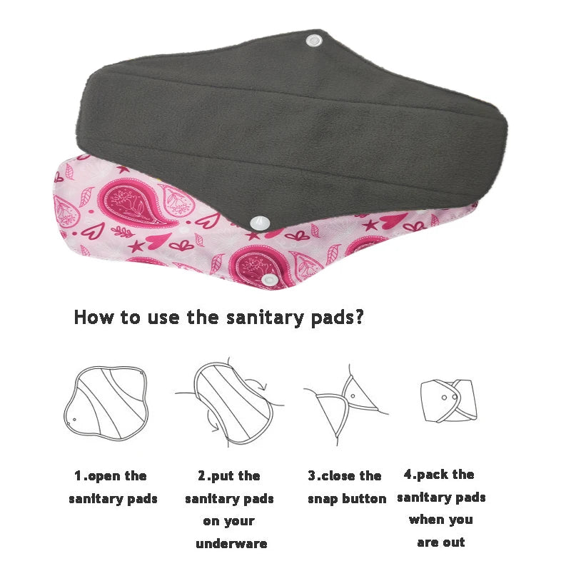 10pcs Reusable Menstrual Pads Female Breathable Heavy Flow Bamboo Charcoal Washable Sanitary Napkins Women cloth sanitary napkin