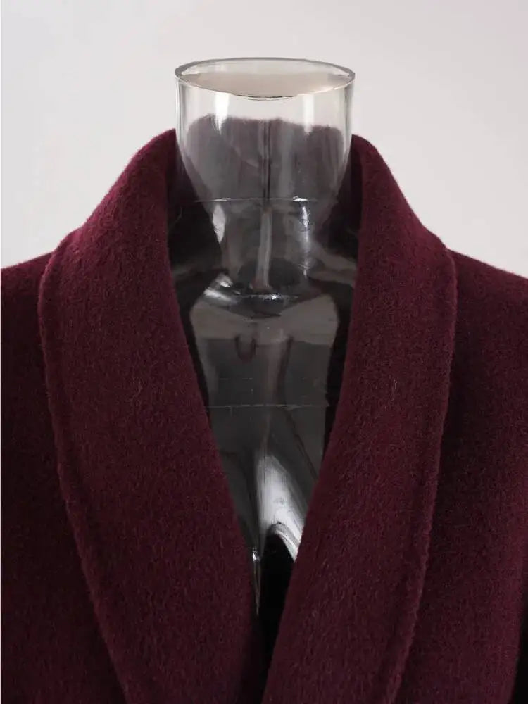 UCXQ Elegant OL Office Lady Overcoats Fur Patchwork Long Sleeve Woolen Coat Beautiful Women's Clothing Jacket Autumn 2025 Winter