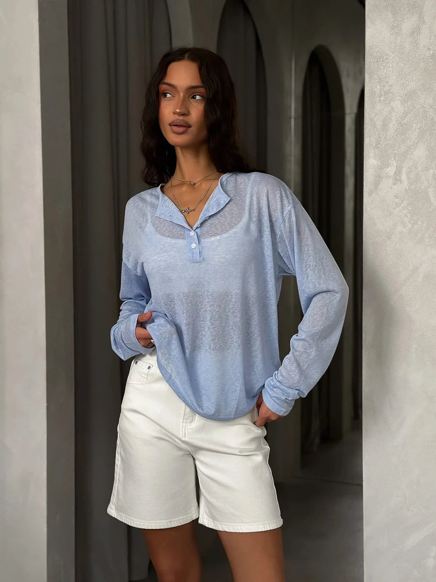 Hirsionsan 2025 Basic soft  T Shirts Women Summer autumn Long Sleeves Loose Bottom Tees Ladies Casual Knitted Soft Woman Tops