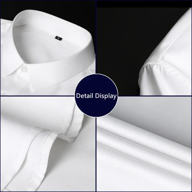 Big Size 5XL Business Shirts For Men Long Sleeve Autumn Wrinkle-free Slim Fit Camisa Social Formal Soft Wedding Office White Top