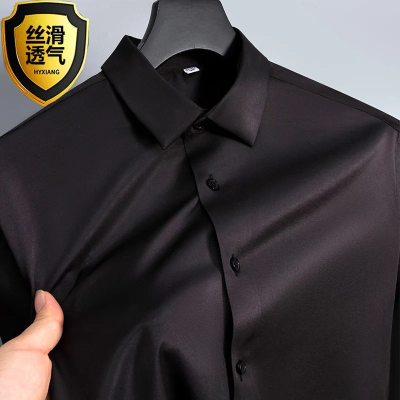 Big Size 5XL Business Shirts For Men Long Sleeve Autumn Wrinkle-free Slim Fit Camisa Social Formal Soft Wedding Office White Top