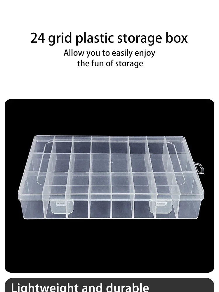 24-Grid Transparent Storage Boxes - Multi-Purpose Organizer for Hardware Buttons, Fishing Gear, Jewelry, Accessories & Stationer