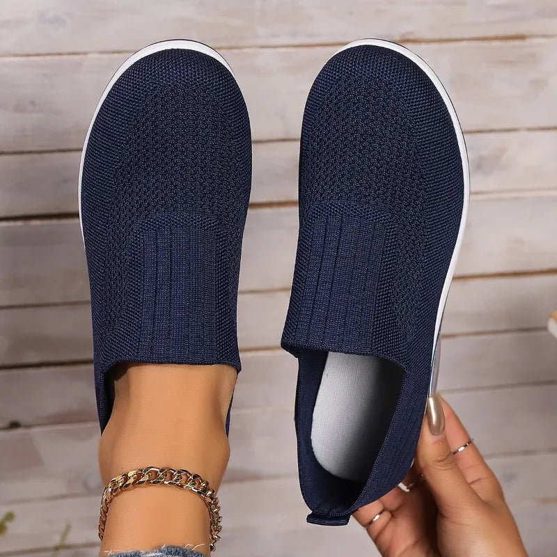 2025 Summer Fashion Mesh Breathable Sneakers Casual Solid Color Thick-soled Wedge Shoes Comfortable Walking Vulcanized Shoes