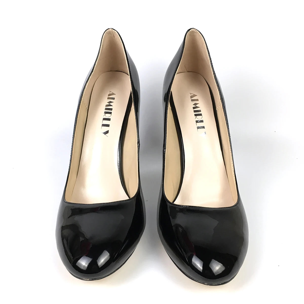 Women Patent Round Toe Block Heel High Heel Pumps Office Work Shoes Multi-color