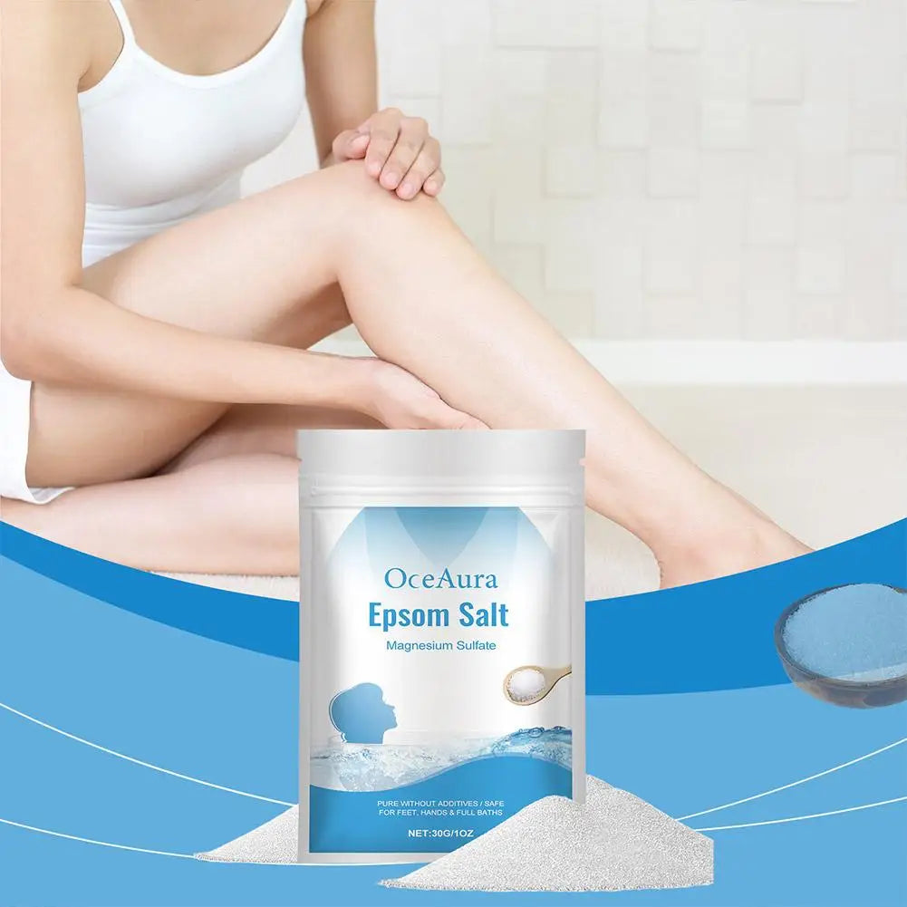 30g Salt Magnesium Sulfate Moisturizing Exfoliating Muscle Detox Bath Pure Feet Relief Natural Relaxation Care Hands Body S N1J9