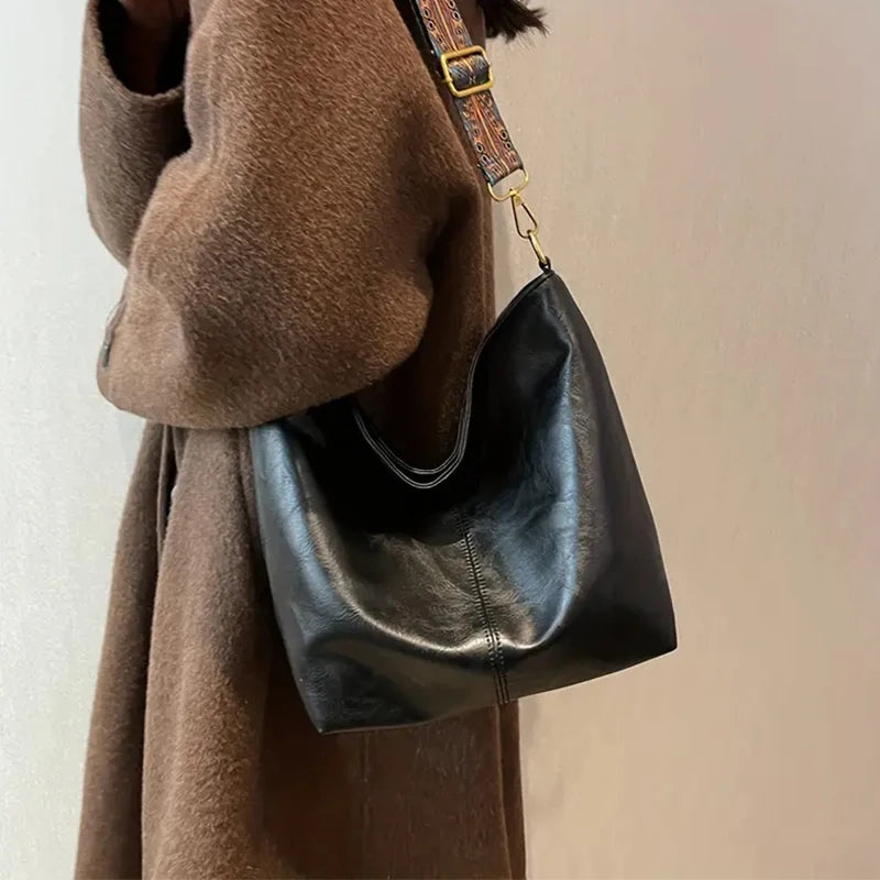 Women's Fashionable Solid Color Tote Bag, Casual Versatile Zipper Shoulder Bag for Daily Used, Trendy All-match Commuter Bag