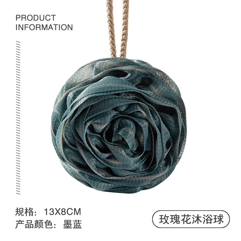 Fast Foaming Lightweight Rose Shower Ball Wash Scrub Sponge for Bathroom Super Soft Large Non-Scattered Ball Flower Bath Rub