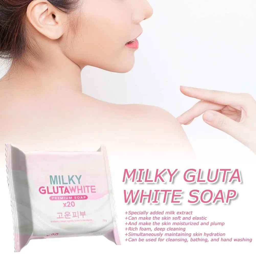 1/3PCS Korean MILKY GLUTAWHITE Premium Soap 70g Deep Cleansing Nourishing Rich Foam Soap Efficient Body Face Cleansing Care