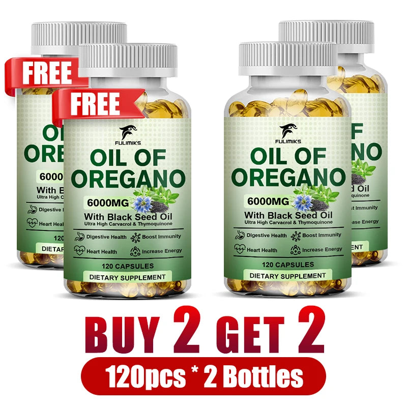 Buy 2 Get 2 Free! Oil of Oregano Supplement, Immune Support, Digestive Health, Light Beige, Improve Overall Wellness & Vitality