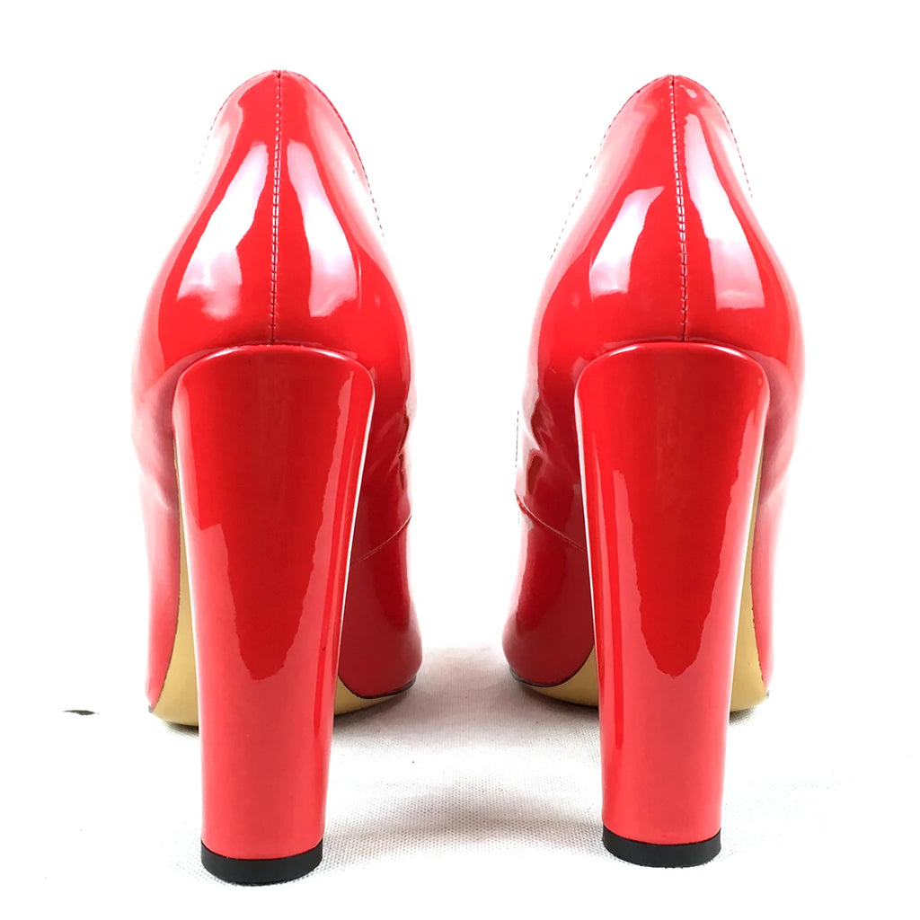 Women Patent Round Toe Block Heel High Heel Pumps Office Work Shoes Multi-color