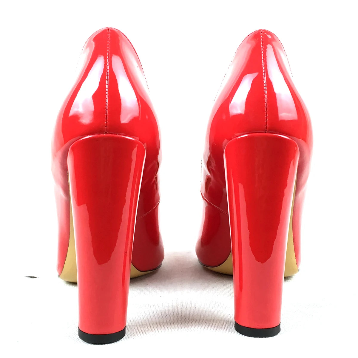 Women Patent Round Toe Block Heel High Heel Pumps Office Work Shoes Multi-color