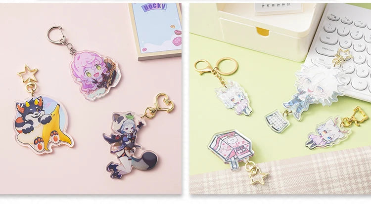 Personalized Keychains Designer Custom Cartoon Llavero Key Chain Photo Customized Anime Charms Hologram Clear Acrylic Key Rings