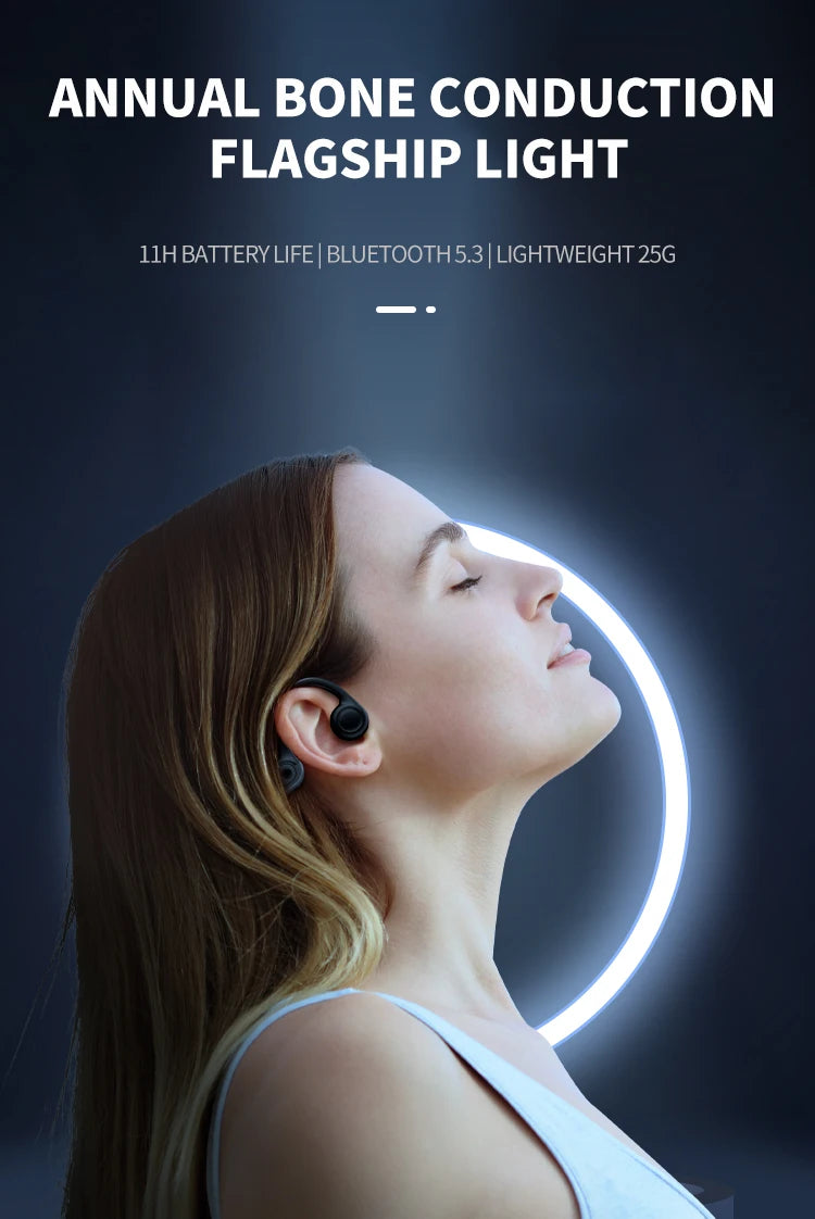 NEW Real Bone Conduction Sport Headphone Wireless Earphone Bluetooth-Compatible Headset Hands-free with Mic for Running