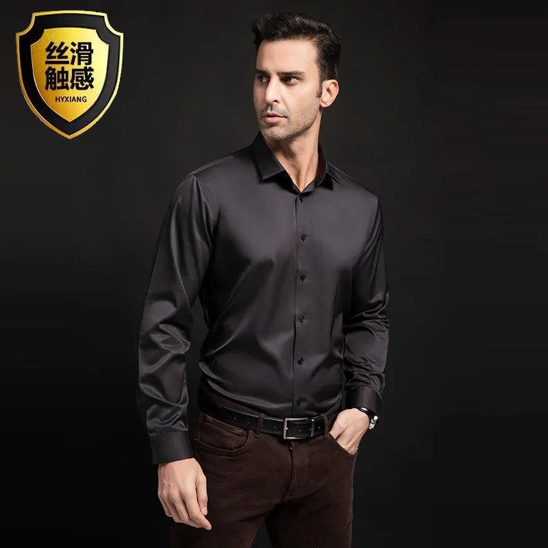 Big Size 5XL Business Shirts For Men Long Sleeve Autumn Wrinkle-free Slim Fit Camisa Social Formal Soft Wedding Office White Top