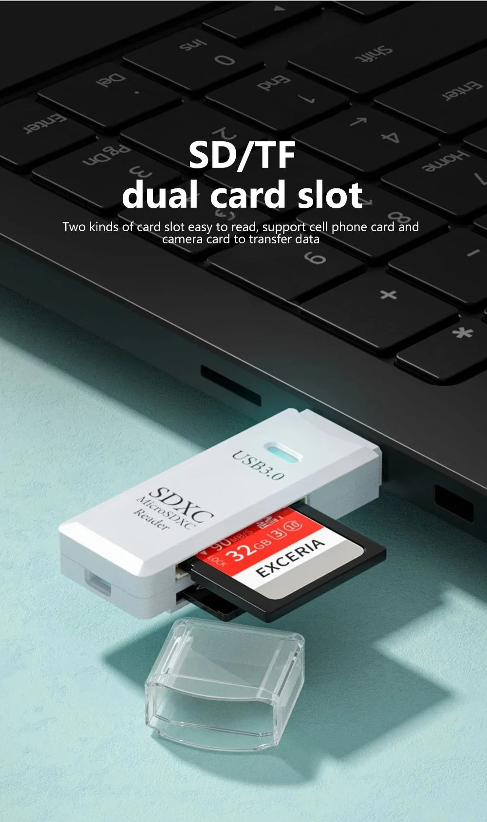 2 in 1 USB 3.0 Card Reader High Speed SD TF Memory Card Adapter for PC Laptop Computer Camera Tablet Accessories