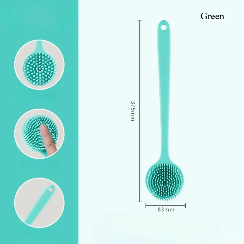 Soft Silicone Body Scrubber Back Brush Bath Shower Brush with Handle Exfoliating Back Scrub Skin Massager Body Care Bath Supplie
