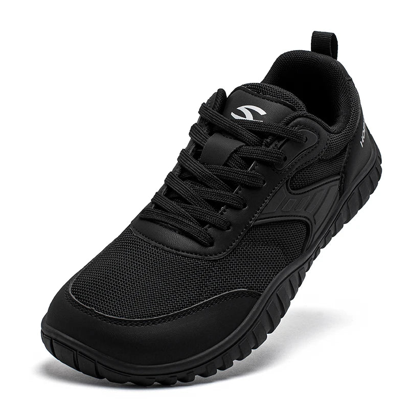 HOBIBEAR Minimalist Wide Toe Shoes Mens Womens Artificial Leather Running Sneakers Lace Up Lightweight Breathable Walking Shoes