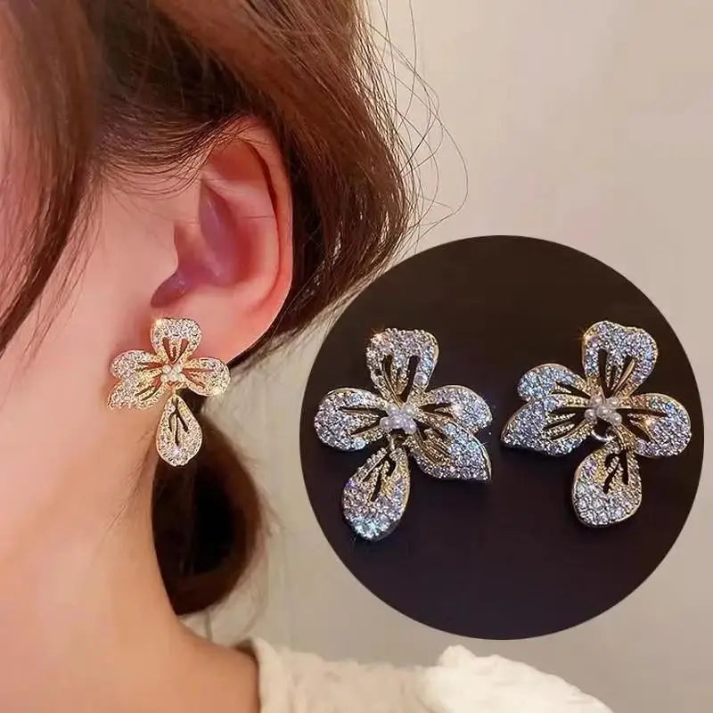 925 Silver Needle Korean Fashion Crystal Heart Earrings For Women Jewelry 2026 Trending New Luxury Women's Hoop Earrings Brincos