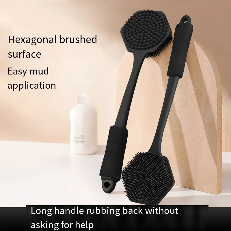 1pcSilicone Anti Slip Shower Brush Household Double Sided Thickened Bathing Brushes Extend Widen Brush Head Bath Sponge Scrubber