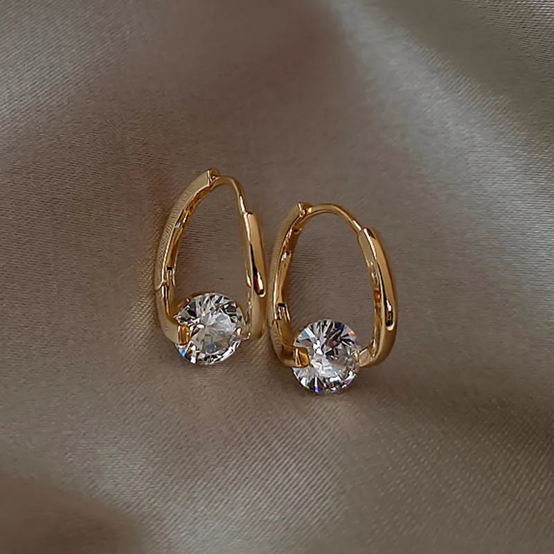 Korean Fashion Zircon Drop Earrings For Women Jewelry 2026 Trending New Luxury Women's Geometric Hoop Earrings Pendientes Gifts