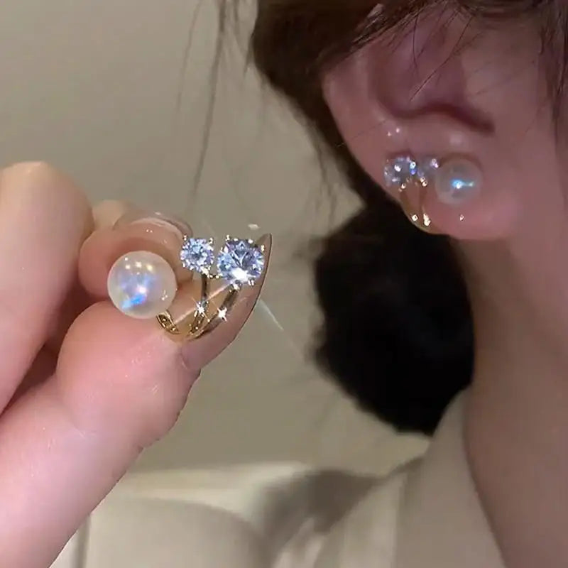 925 Silver Needle Korean Fashion Crystal Heart Earrings For Women Jewelry 2026 Trending New Luxury Women's Hoop Earrings Brincos