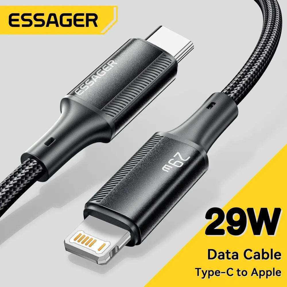 Essager Type C Cable For iPhone 14 13 12 11 Pro Max XS Xr PD 29W Fast Charge Charger Lightning Wire Cord For iPad Macbook