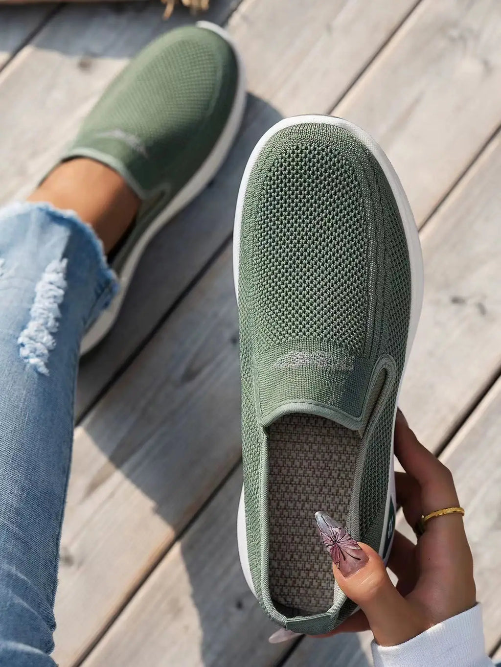 Women's shoes, women's sports shoes, lazy people can wear breathable casual shoes with mesh